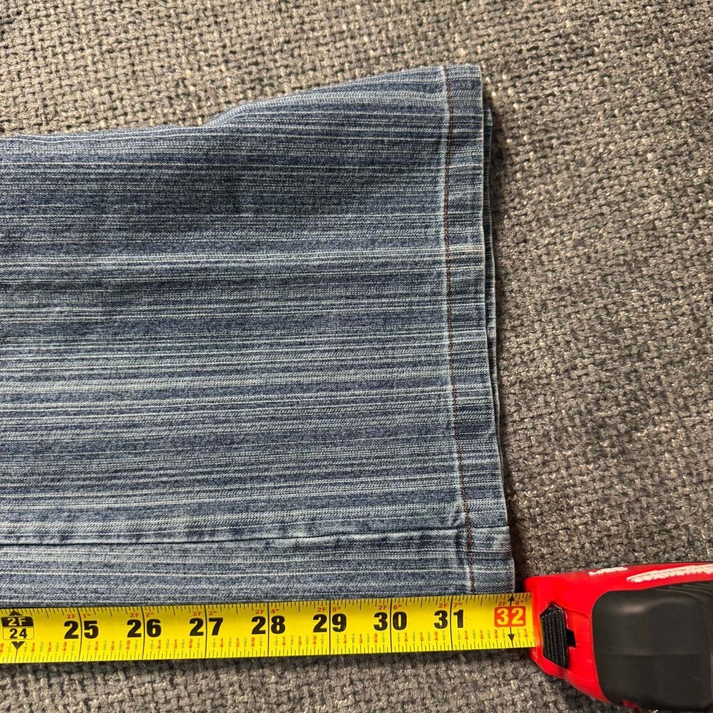 MXM Women's Striped Light Blue Straight Leg Jeans - Picture 11 of 14